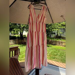 Marine Layer Maxi dress
Size: Large
Pale Pinks/yellow stripes